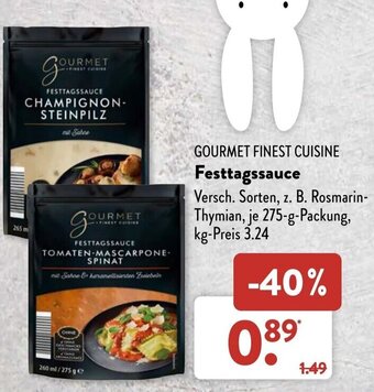 Aldi Süd Gourmet Finest Cuisine Festtagssauce 275 g Packung Angebot