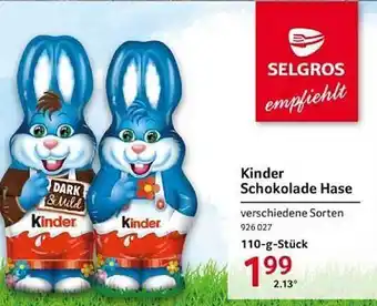 Selgros Kinder schokolade hase Angebot