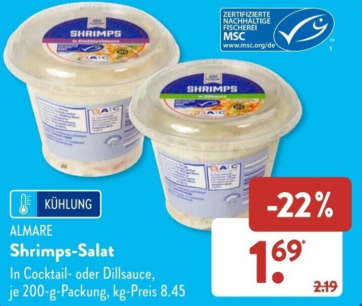 Almare ShrimpsSalat 200 g Packung Angebot bei Aldi Süd