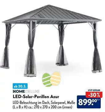 Aldi Süd Home Deluxe LED-Solar Pavillon Azur 270x270x200cm Angebot