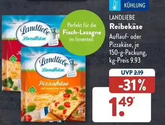 Aldi Süd landliebe Reibekäse 150 g Packung Angebot