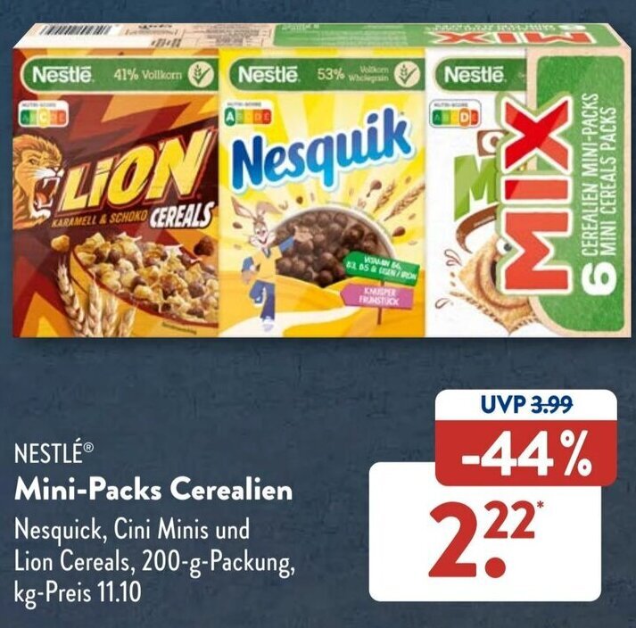 Nestlé MiniPacks Cerealien 200 g Packung Angebot bei Aldi Süd