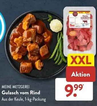 Aldi Süd Meine Metzergerei Gulasch vom Rind 1 kg Packung Angebot