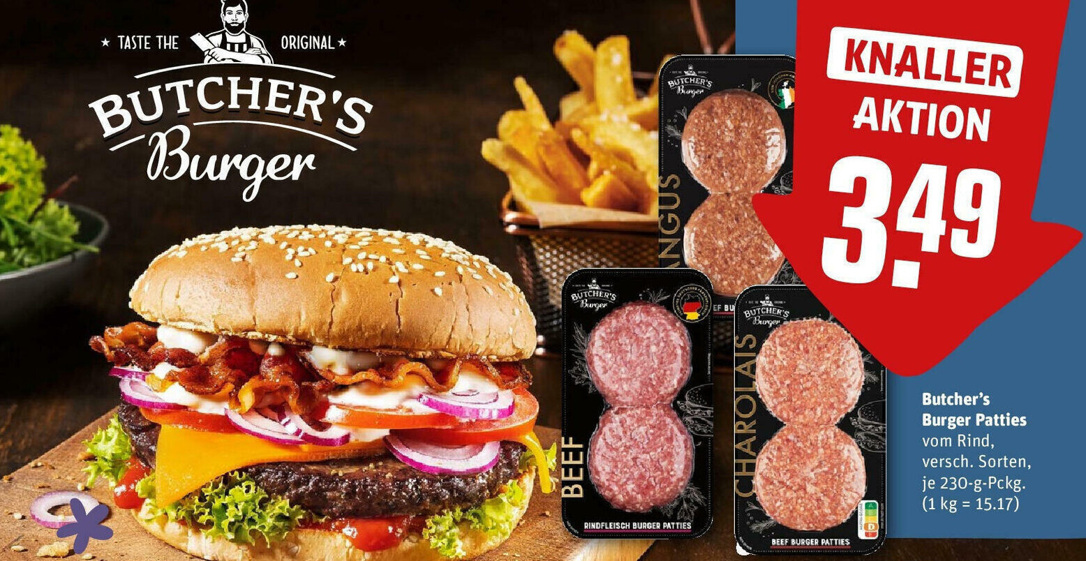 Butcher's Burger Patties 230 g Pckg Angebot bei REWE