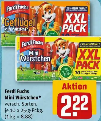 REWE Ferdi Fuchs Mini Würstchen 10 x25g Pckg Angebot