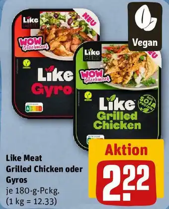 REWE Like Meat Grilled Chicken oder Gyros 180 g Pckg Angebot