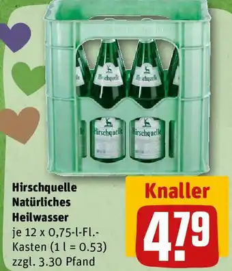 REWE Hirschquelle Natürliches Heilwasser 12 x 0,75 l fl Angebot