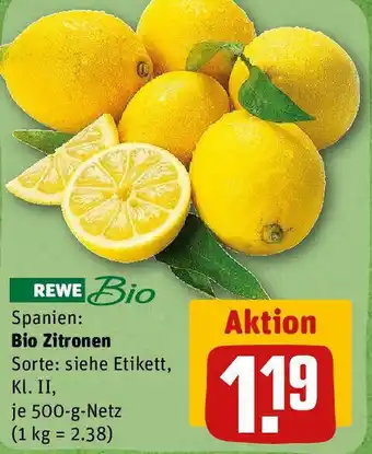 REWE Spanien: Bio Zitronen 500 g Netz Angebot
