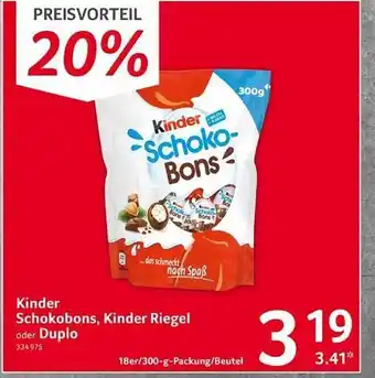 Selgros Kinder schokobons, kinder riegel oder duplo Angebot