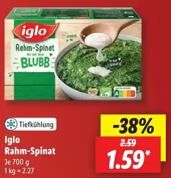 Lidl Iglo Rahm Spinat 700 g Angebot
