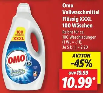 Lidl Omo Vollwaschmittel Flüssig XXXL 100 Wäschen Angebot