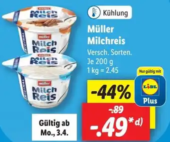 Lidl Müller Milchreis 200 g Angebot