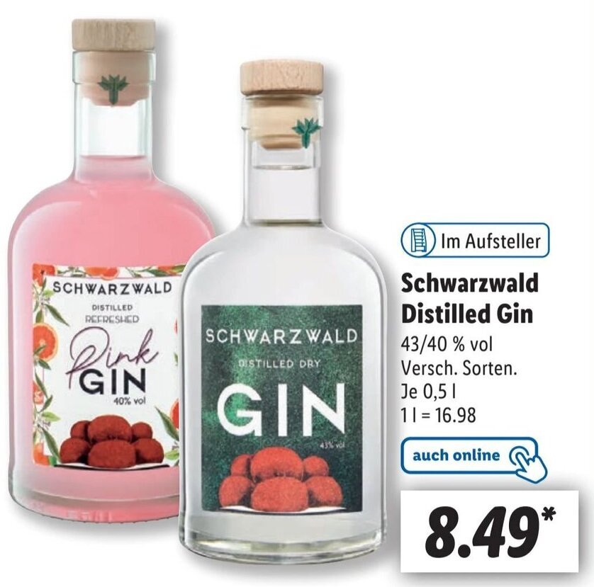 Schwarzwald Distilled Gin 0,5 L Angebot bei Lidl