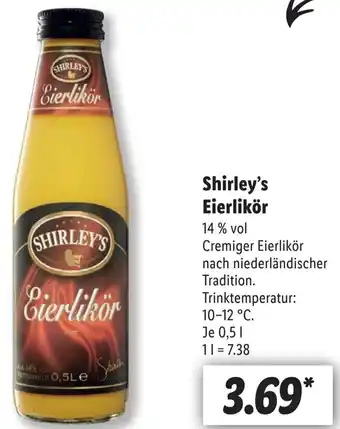 Lidl Shirley's Eierlikör 0,5 L Angebot