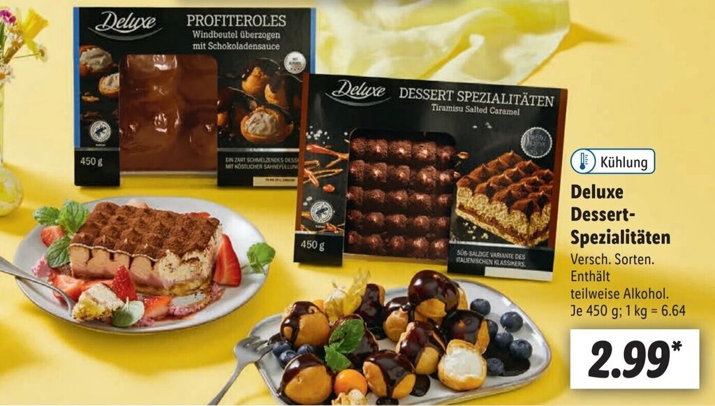 Deluxe Dessert Spezialitäten 450 g Angebot bei Lidl
