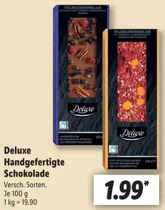 Lidl Deluxe Handgefertige Schokolade 100 g Angebot