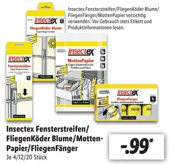 Lidl Insectex Fensterstreifen/FliegenKöder Blume/Motten Papier/FliegenFänger 4/12/20 Stück Angebot