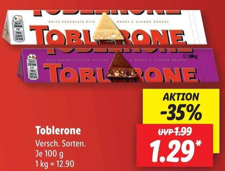 Toblerone 100 g Angebot bei Lidl
