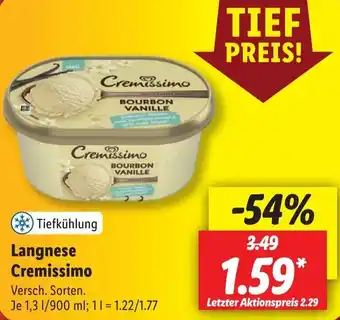 Lidl Langnese Cremissimo 1,3 L/900 ml Angebot