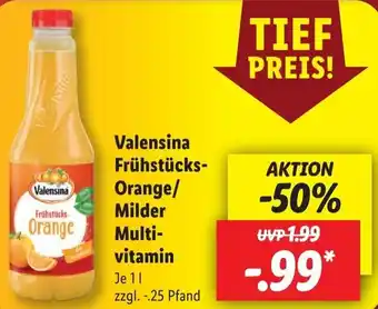 Lidl Valensina Frühstücks Orange/Milder Multivitamin 1 L Angebot