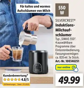 Lidl Silvercrest Induktions Milchaufschäumer SIMAS 550 Angebot