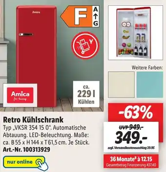 Lidl Amica Retro Kühlschrank VKSR 354 15 0 Angebot