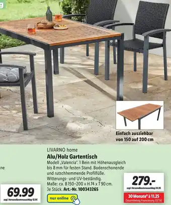 Lidl Livarno Home Alu/Holz Gartentisch Valencia Angebot