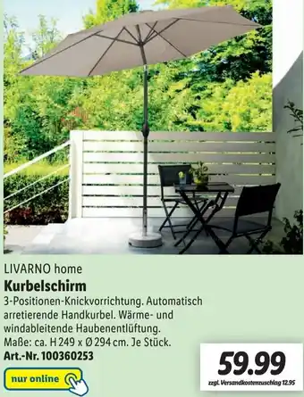 Lidl Livarno Home Kurbelschirm Angebot