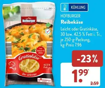 Aldi Süd Hofburger Reibekäse 250 g Packung Angebot