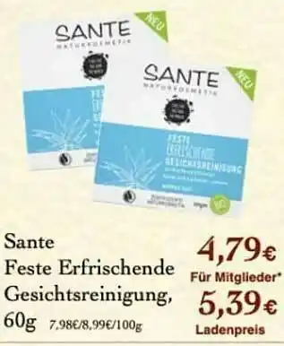 LPG Biomarkt Sante Feste Erfrischende Gesichtsreinigung Angebot