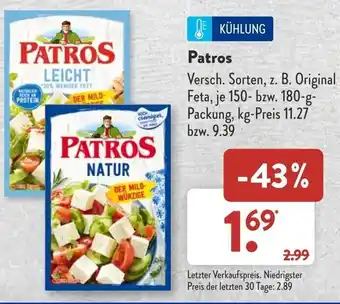 Aldi Süd Patros 150/180 g Packung Angebot