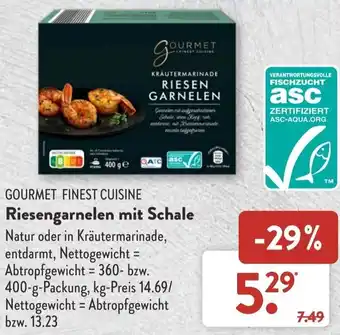 Aldi Süd Gourmet Finest Cuisine Riesengarnelen mit Schale 360-400 g Packung Angebot