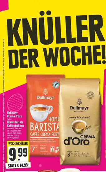 E-Center Dallmayr crema d'oro oder home barista kaffeebohnen Angebot