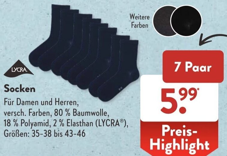 Socken 7 Paar Angebot bei Aldi Süd