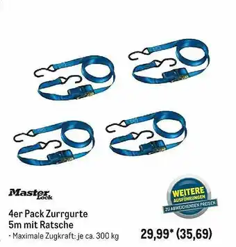 METRO Master Lock 4er Pack Zurrgurte 5m Mit Ratsche Angebot