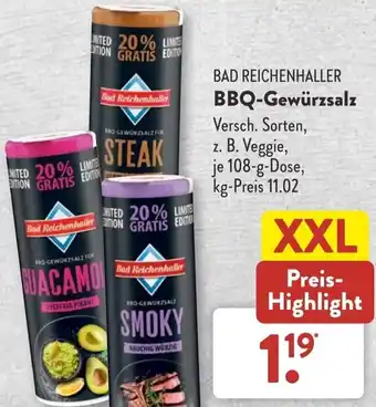 Aldi Süd Bad Reichenhaller BBQ Gewürzsalz 108 g Dose Angebot
