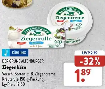 Aldi Süd Der Grüne Altenburger Ziegenkäse 150 g Packung Angebot