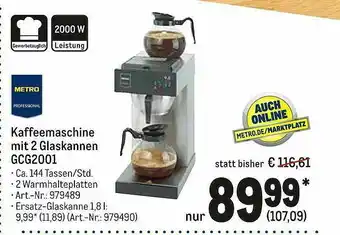 METRO Kaffeemaschine Mit 2 Glaskannen GCG2001 Angebot