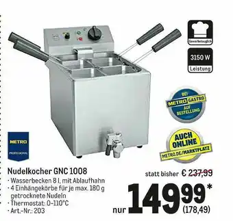 METRO Nudelkocher GNC 1008 Angebot