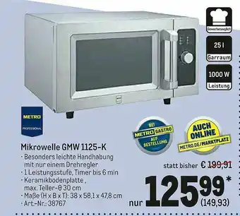 METRO Mikrowelle Gmw 1125-k Angebot