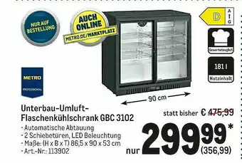 METRO Unterbau-umluft Flaschenkühlschrank GBC 3102 Angebot