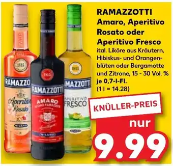 Kaufland Ramazzotti Amaro, Aperitivo Rosato oder Aperitivo Fresco 0,7 L-Fl. Angebot