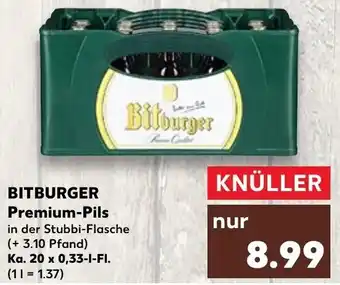 Kaufland Bitburger Premium Pils Ka. 20x0,33 L-Fl. Angebot