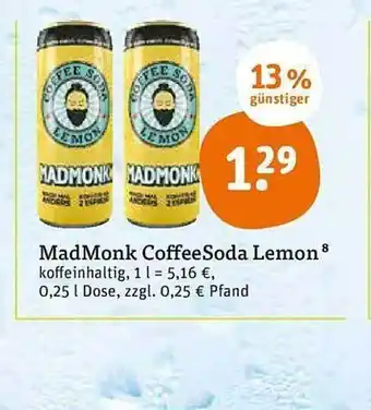 tegut Madmonk Coffeesoda Lemon Angebot