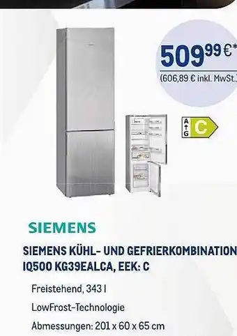 METRO Siemens kühl- gefrierkombination iq500 kg39ealca, eek:c Angebot