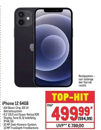 METRO Iphone 12 64gb Angebot