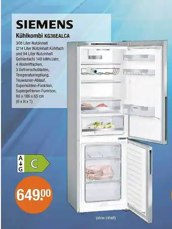 V Markt Siemens kühlkombi kg36ealca Angebot