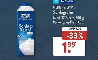 Aldi Süd Weihenstephan schlagrahm Angebot