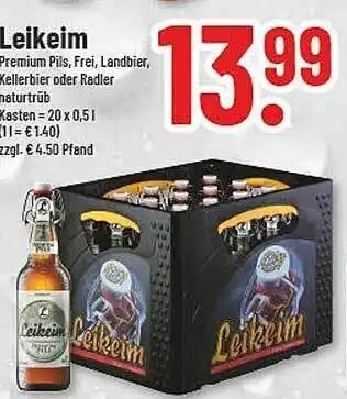 trinkgut Leikeim premium pils, frei, landbier, kellerbier oder radler naturtrüb Angebot