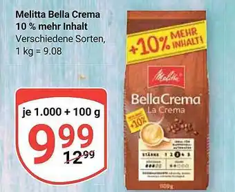 Globus Melitta bella crema10% mehr inhalt Angebot